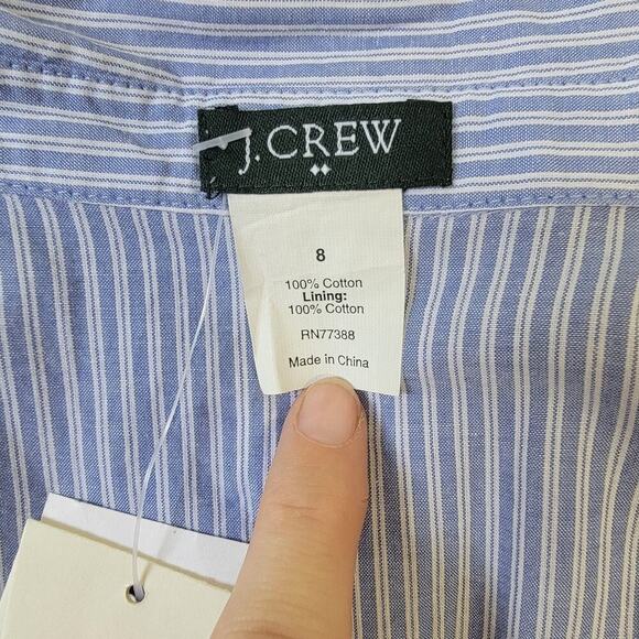 Vintage NWT J. Crew Ruffled Collared Tie Waist Button Front Cotton Dress  Size 8 - Picture 6 of 9